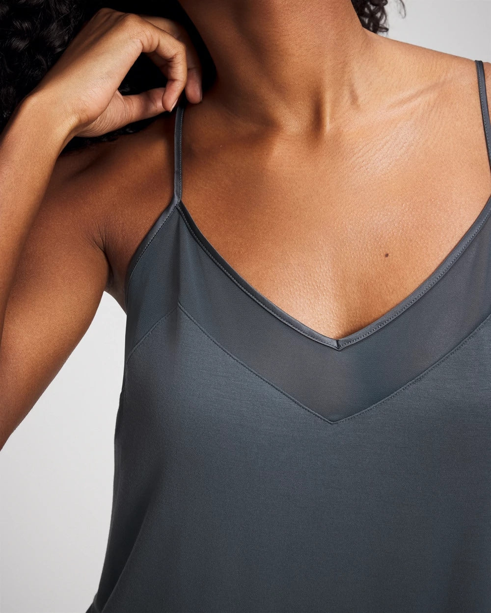 Soma / Mesh Trim Chemise PETROL