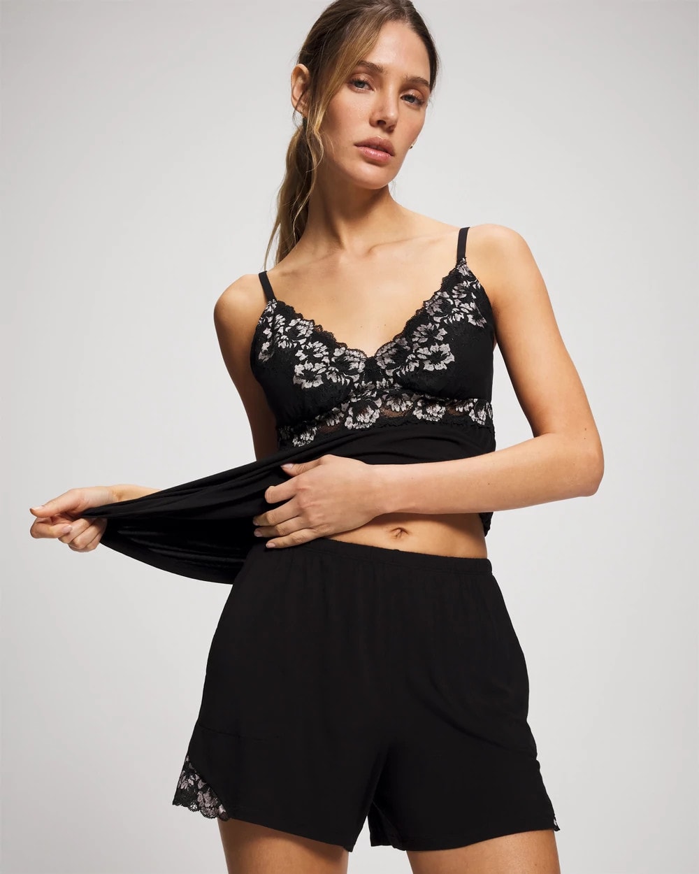 Soma / Lace Trim Shorts BLACK