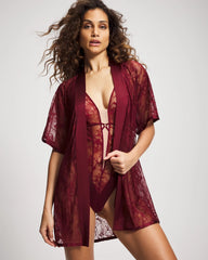 Soma / Lace And Silk Robe RED VELVET