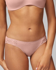 Soma / Cotton Blend Bikini Panty with Lace ADOBE ROSE
