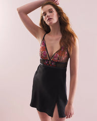 Soma / Soma's Sexiest Silk Embroidered Chemise BLACK