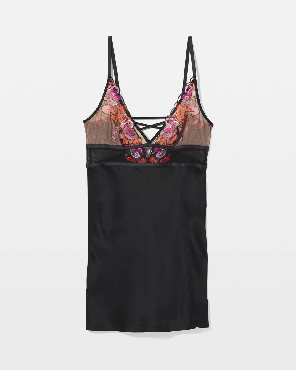 Soma / Soma's Sexiest Silk Embroidered Chemise BLACK