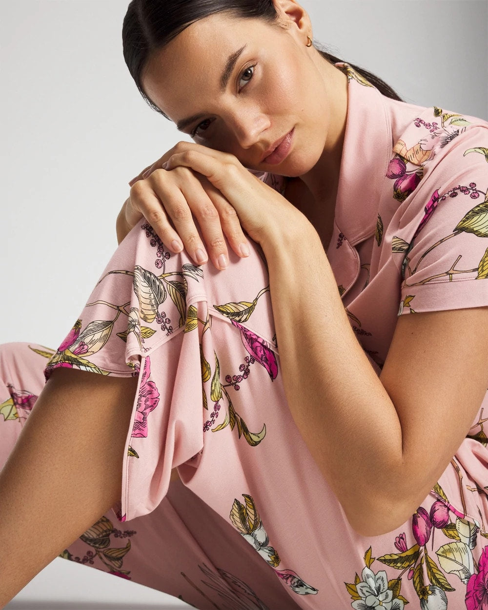 Soma / Piped Crop Pajama Pant FEATHERED FANCY PINK