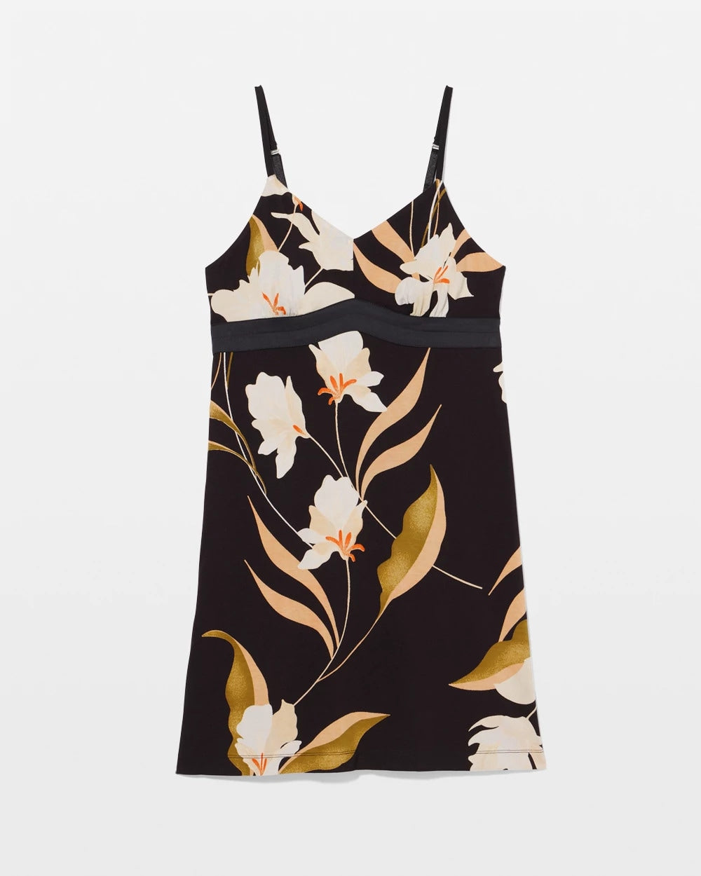Soma / Satin Trim Chemise MYSTIC BLOOMS BLACK MID