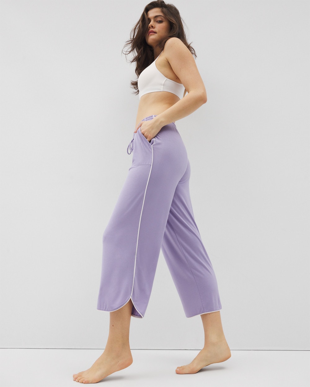 Soma / Solid Piped Crop Pajama Pant JACARANDA