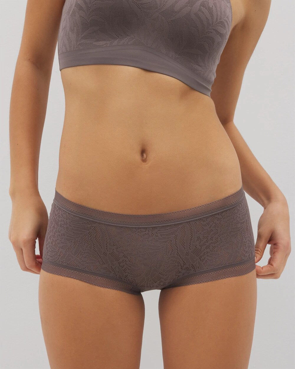 Soma / Soma Boyshort Panty with Stretch Lace GRAY ABYSS