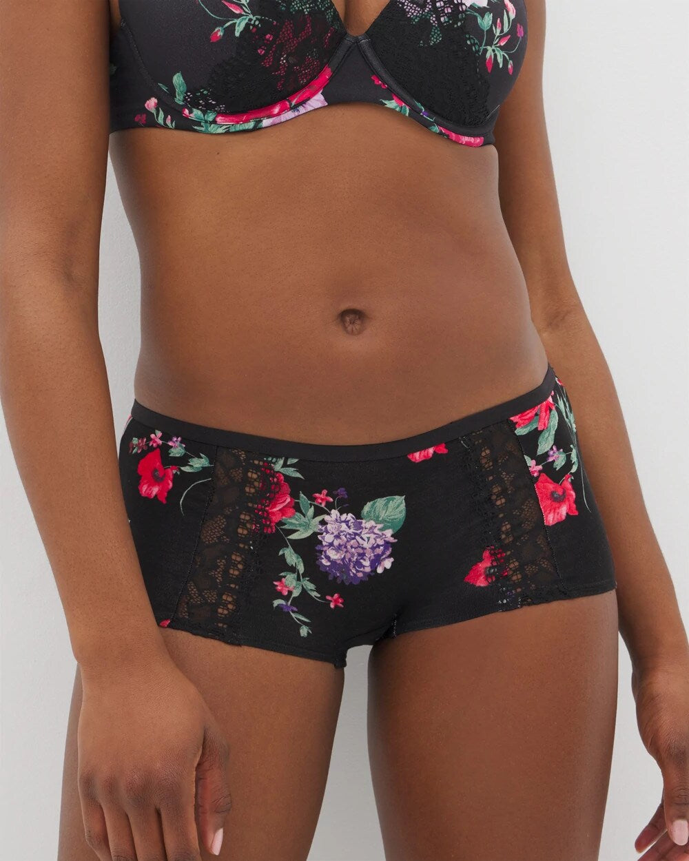 Soma / Boyshort Panty with Enchanting Lace RHAPSODY FLORA MINI BLACK