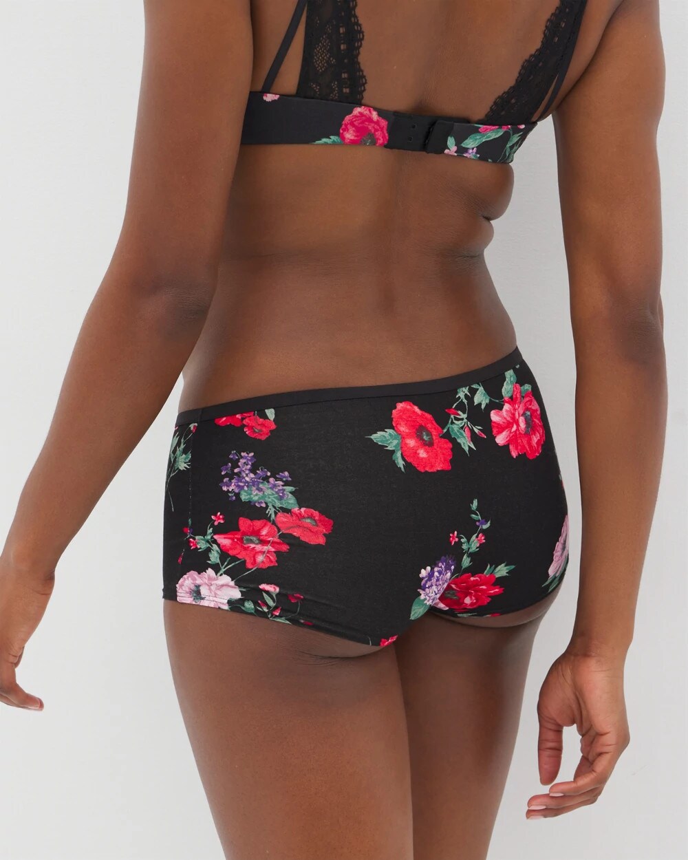 Soma / Boyshort Panty with Enchanting Lace RHAPSODY FLORA MINI BLACK