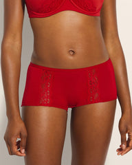 Soma / Boyshort Panty with Enchanting Lace PAINT THE TOWN RED