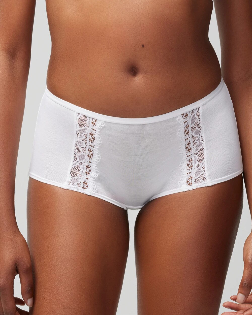Soma / Boyshort Panty with Enchanting Lace OPTIC WHITE