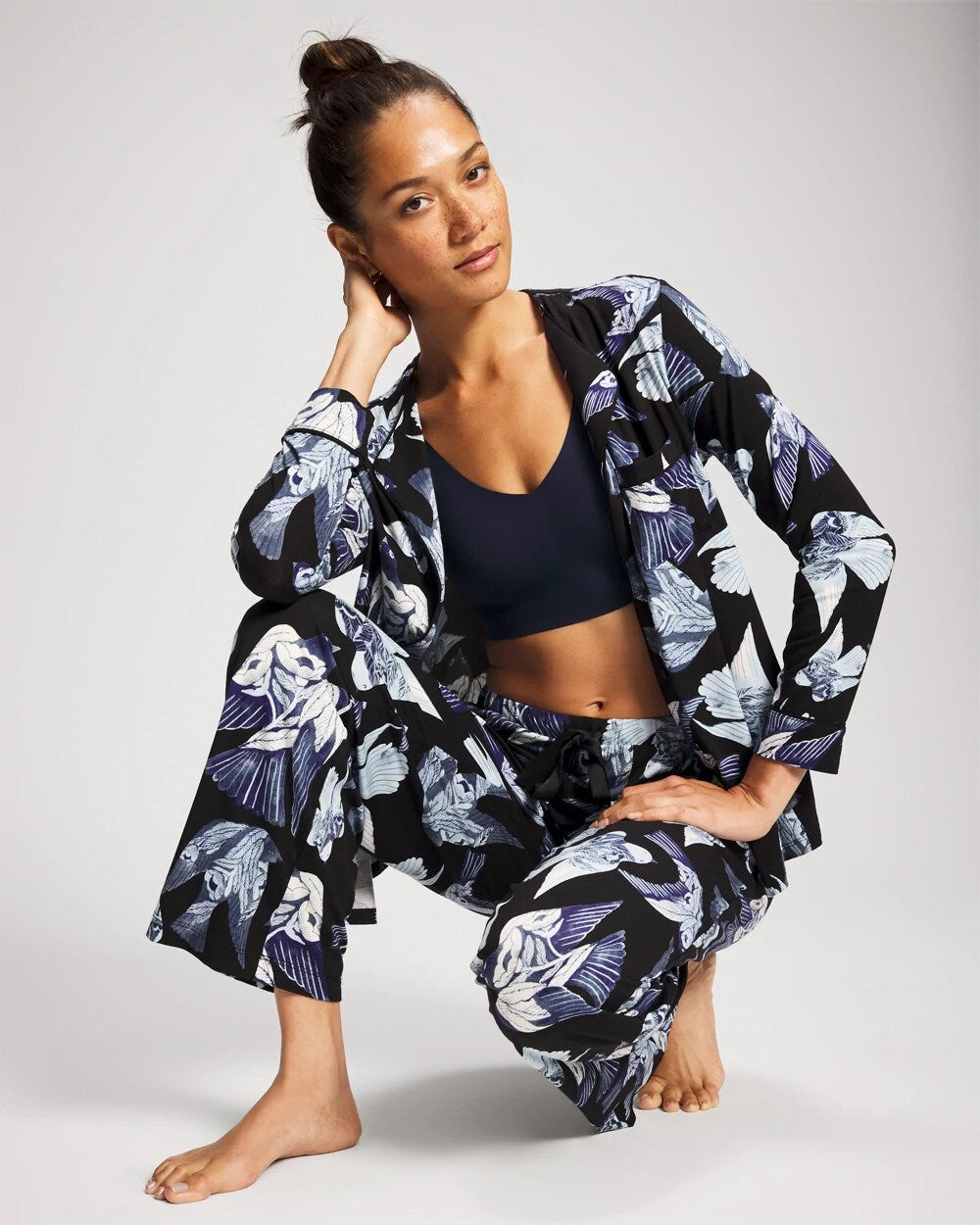 Soma / Satin Trim Pajama Pant WHIMSICAL WINGS BLK MID