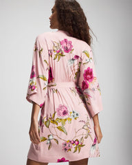 Soma / Kimono Short Robe FEATHERED FANCY PINK