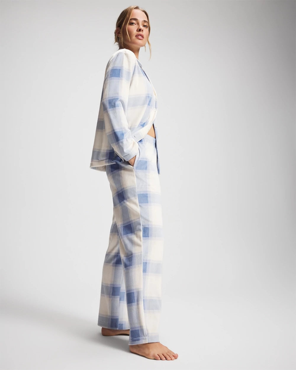 Soma / Long Sleeve Pajama Set FROSTED PLAID BLUE