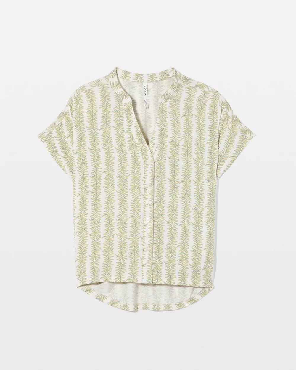 Soma / Mandarin Collar Short Sleeve Pajama Top CHILL STRIPE CHAMPAGNE