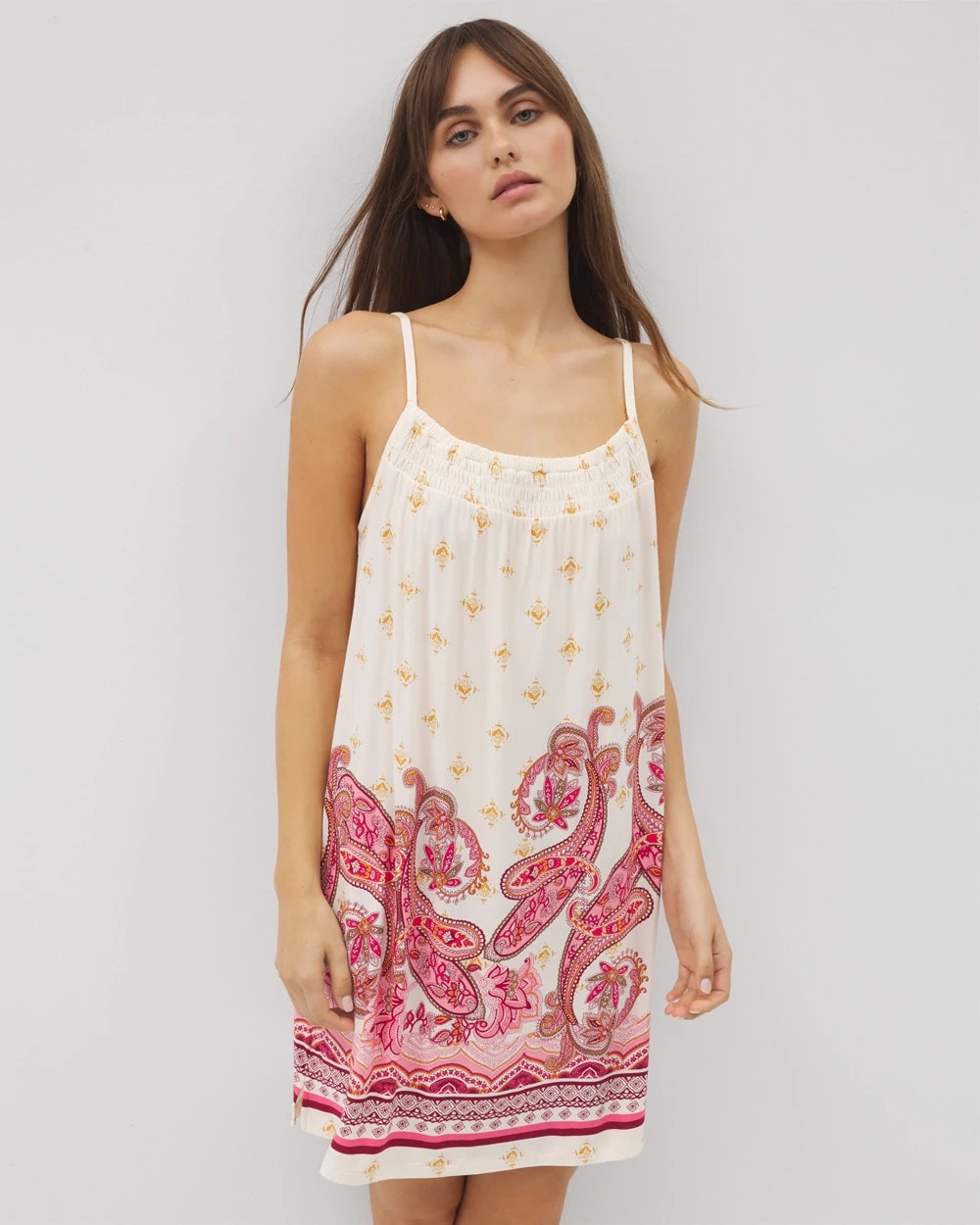 Soma / Smocked Neck Chemise KASHMIR PAISLEY PLCD CH