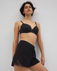 Soma / Lace Trim Pajama Shorts BLACK