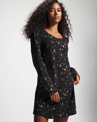 Soma / Long-Sleeve Sleepshirt STELLAR SCENE BLACK/FOIL