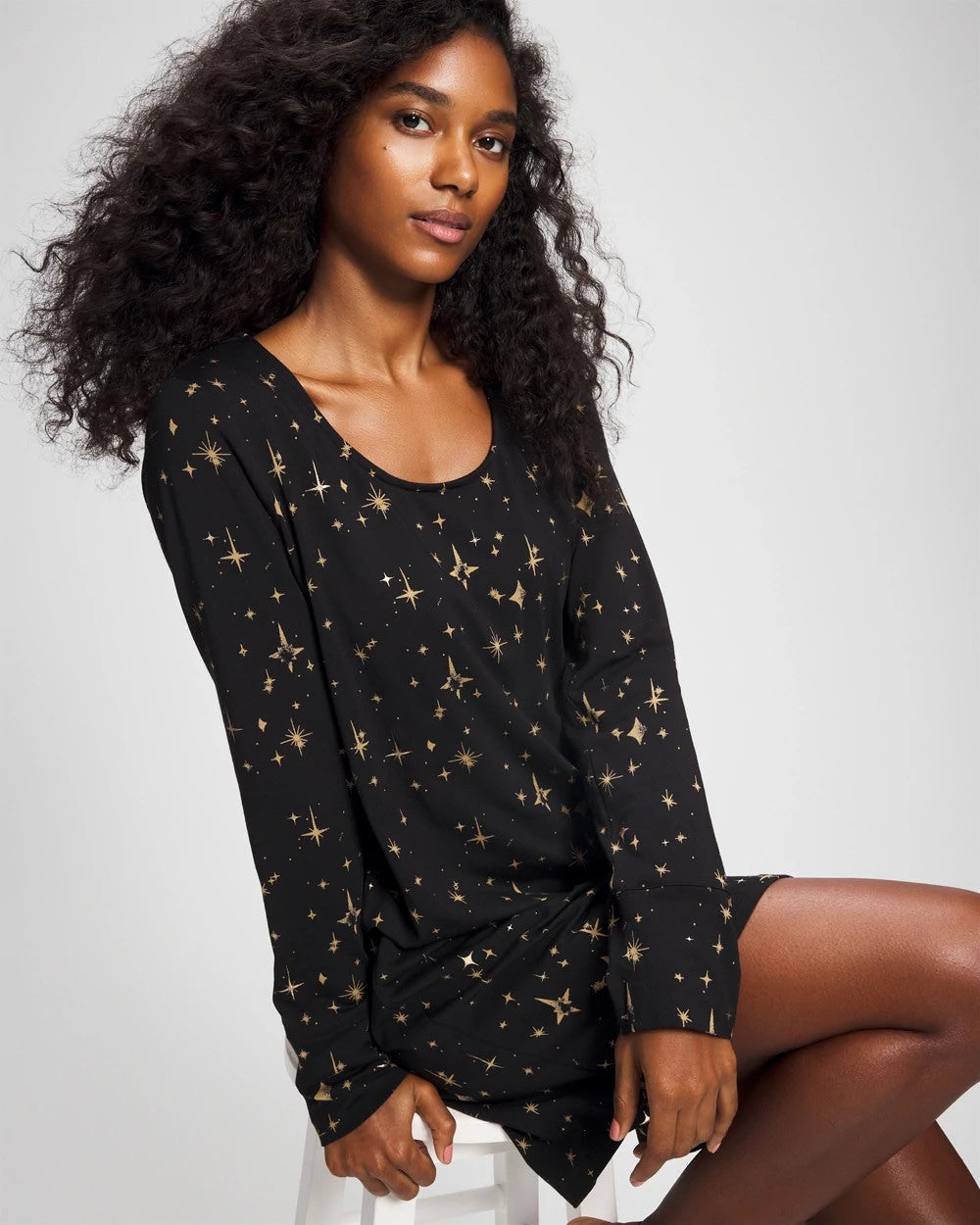 Soma / Long-Sleeve Sleepshirt STELLAR SCENE BLACK/FOIL