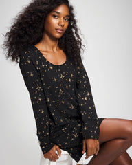 Soma / Long-Sleeve Sleepshirt STELLAR SCENE BLACK/FOIL