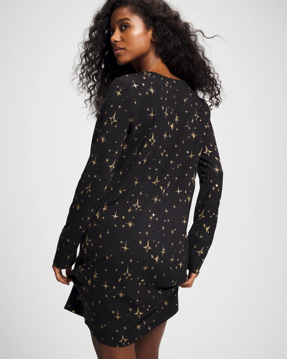 Soma / Long-Sleeve Sleepshirt STELLAR SCENE BLACK/FOIL