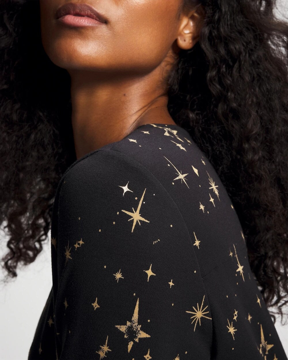 Soma / Long-Sleeve Sleepshirt STELLAR SCENE BLACK/FOIL