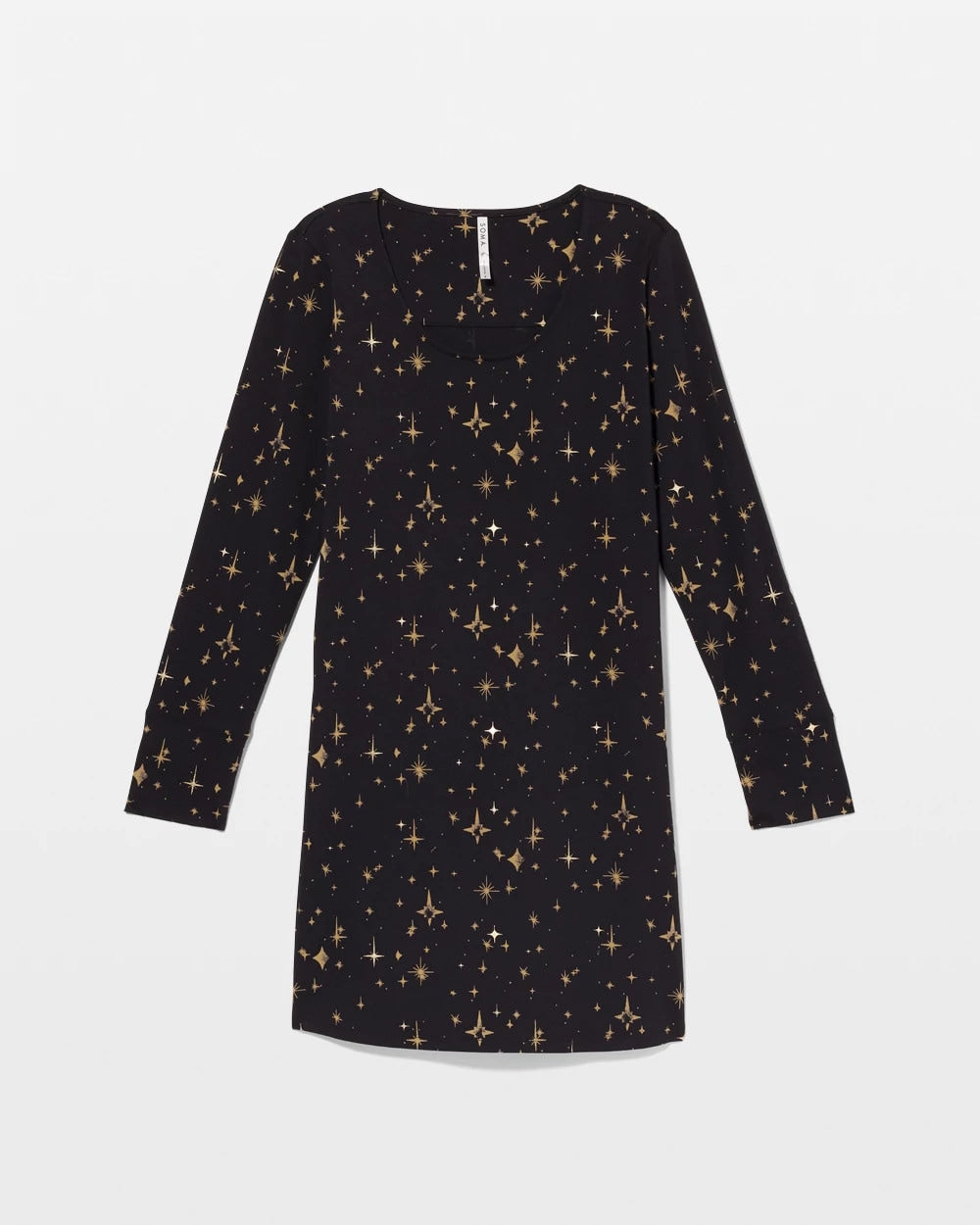 Soma / Long-Sleeve Sleepshirt STELLAR SCENE BLACK/FOIL