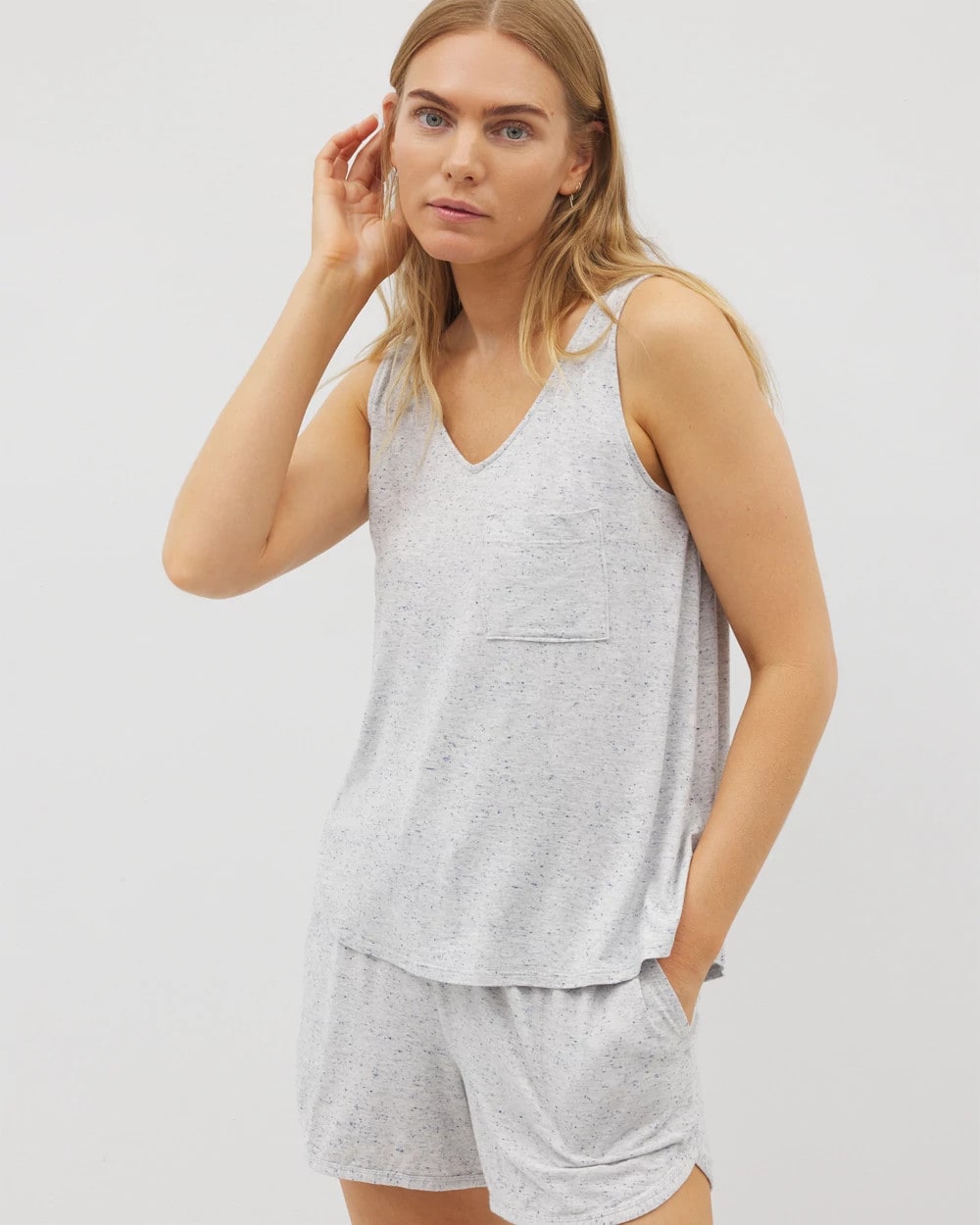 Soma / Slub V-Neck Pajama Tank BLUE SLUB
