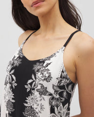 Soma / Flyaway Chemise STAMPED FLORAL SCARF BLK