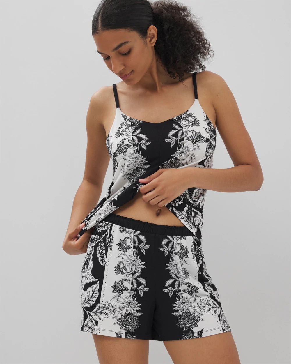 Soma / Pajama Shorts STAMPED FLORAL SCARF BLK