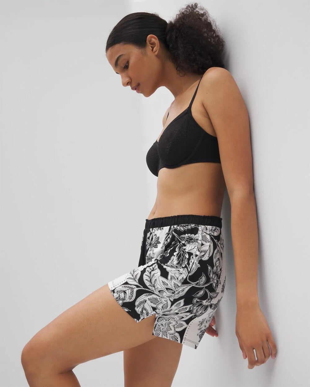 Soma / Pajama Shorts STAMPED FLORAL SCARF BLK