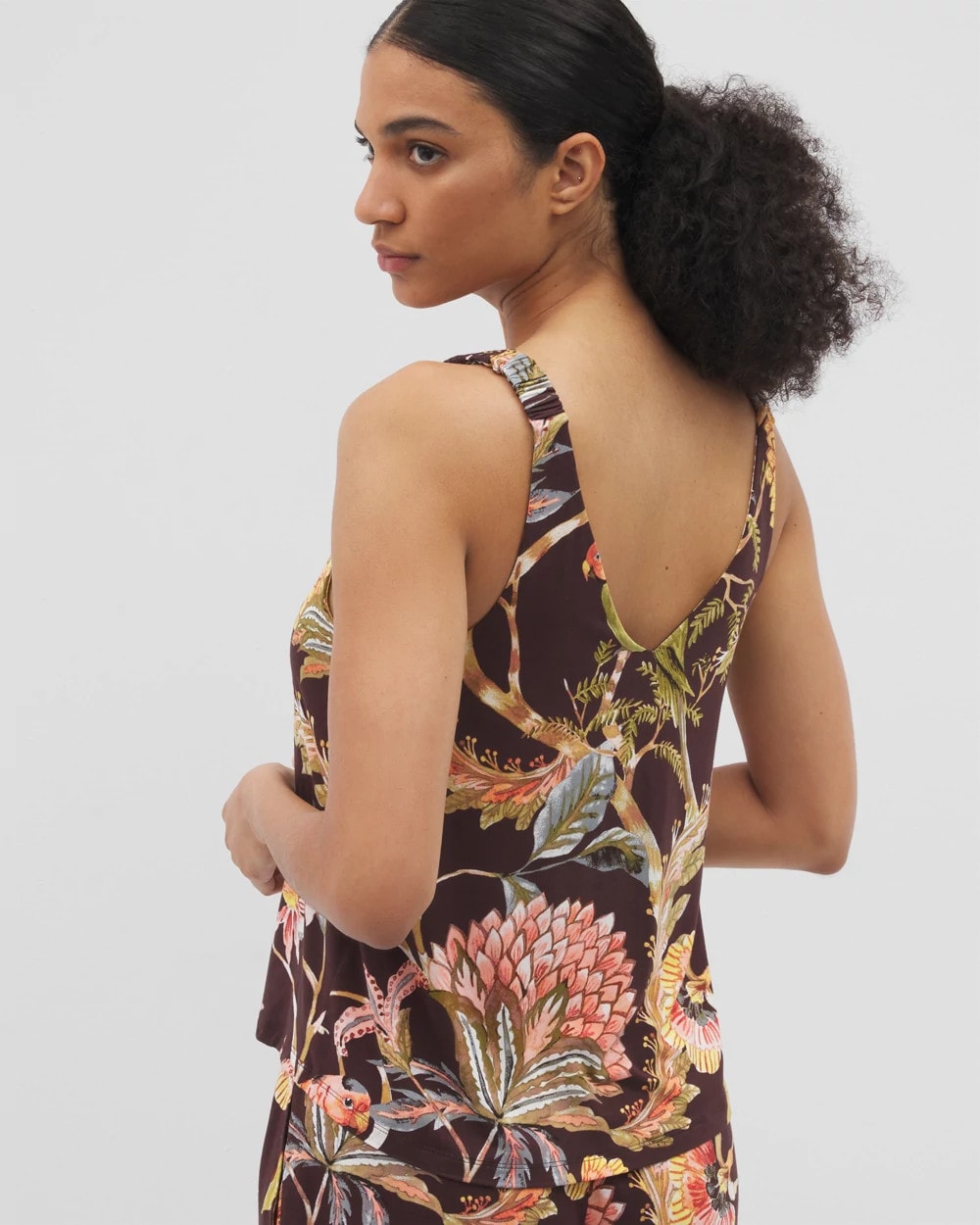 Soma / Shirred Strap Pajama Tank PARROT-DISO PLUME G PLUM