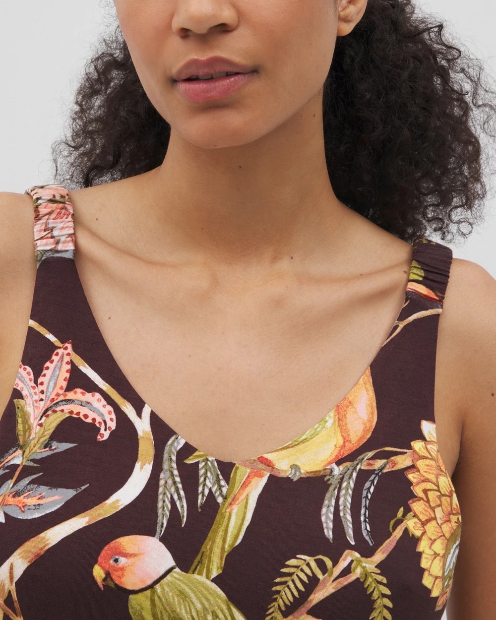 Soma / Shirred Strap Pajama Tank PARROT-DISO PLUME G PLUM