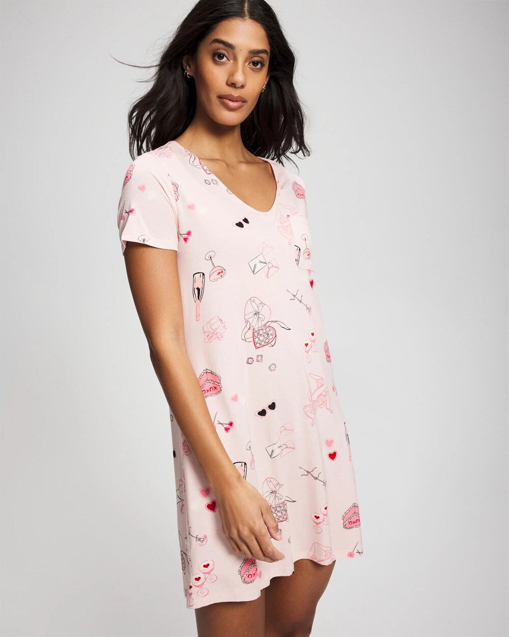 Soma / Short Sleeve Sleepshirt BE MINE PRETTY PINK