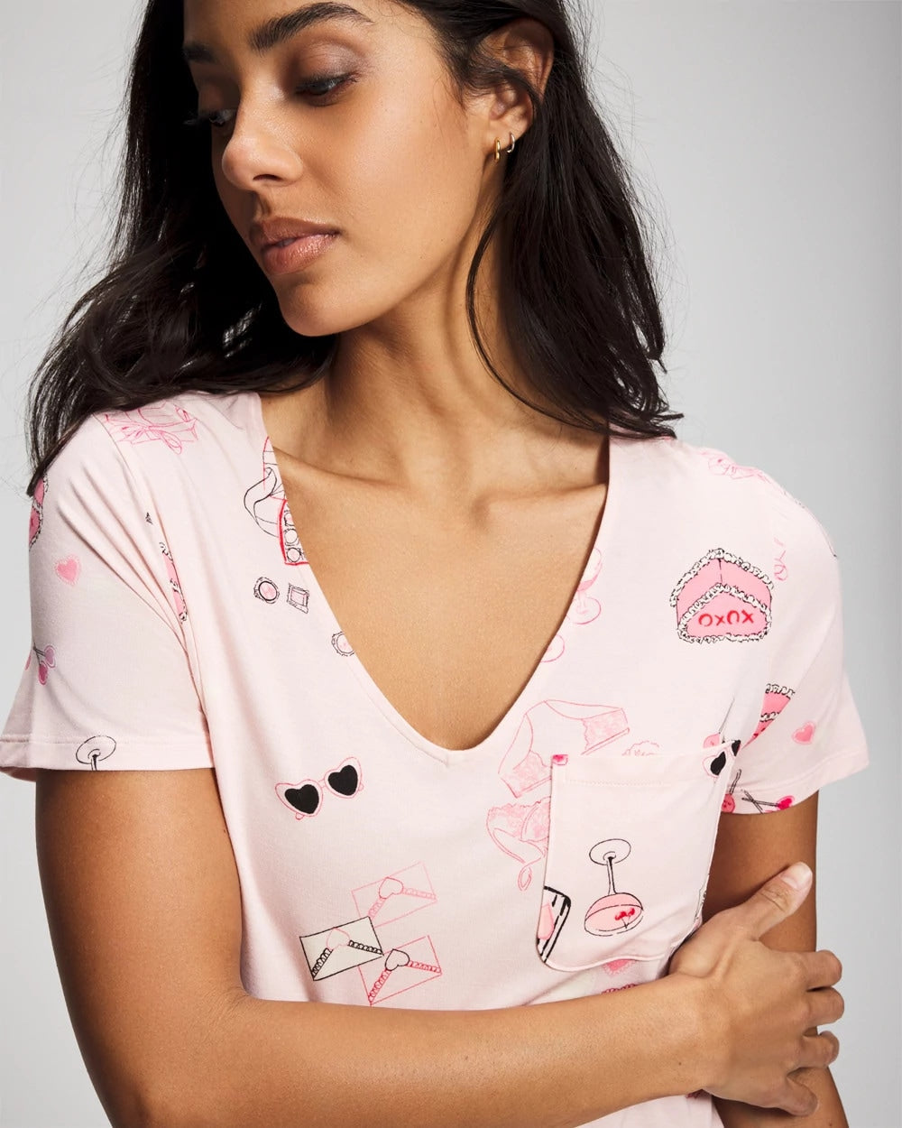 Soma / Short Sleeve Sleepshirt BE MINE PRETTY PINK