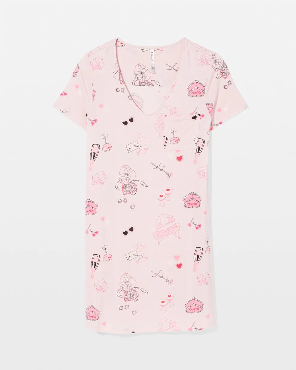 Soma / Short Sleeve Sleepshirt BE MINE PRETTY PINK