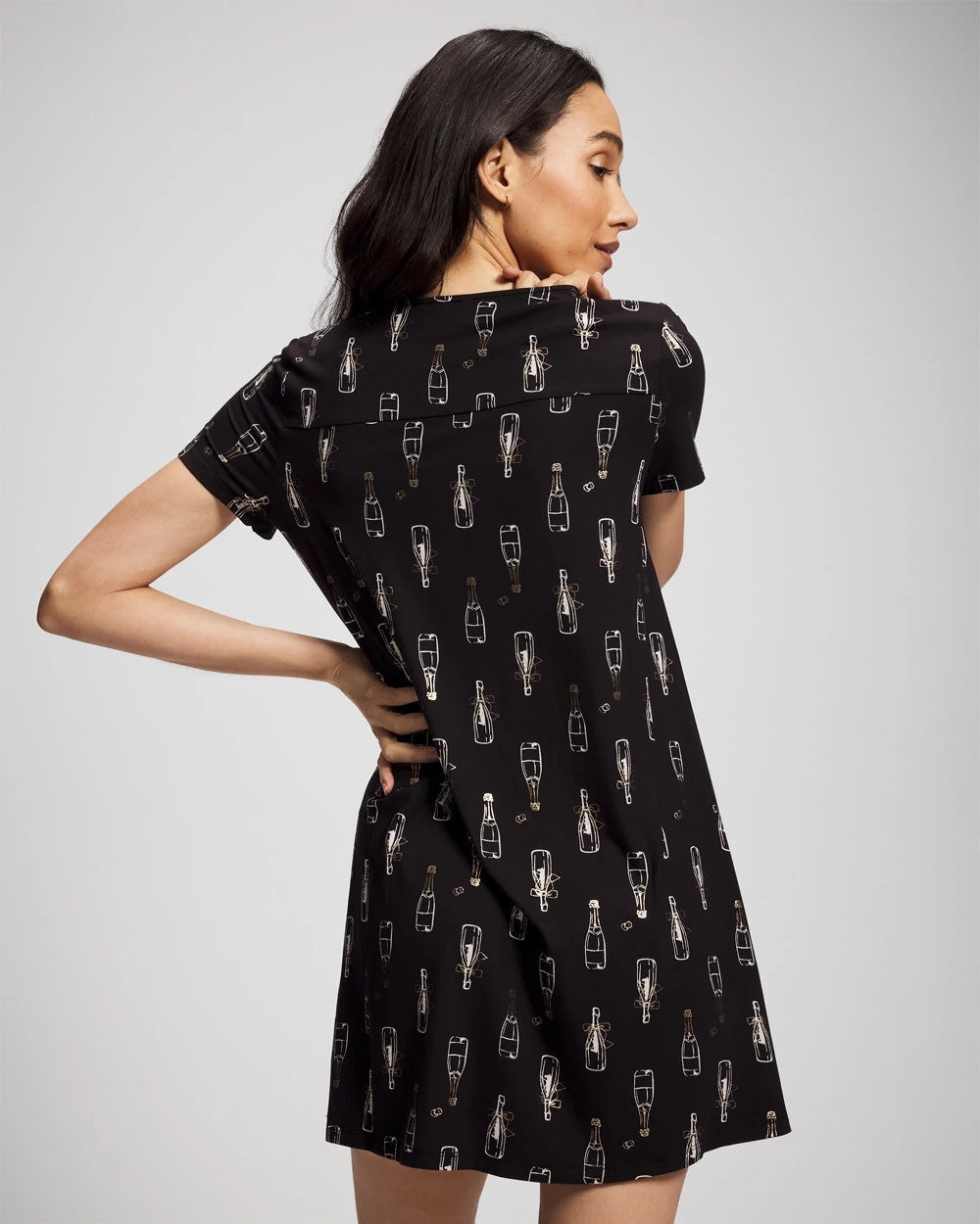 Soma / Short Sleeve Sleepshirt CHAMPAGNE POP BLACK/FOIL