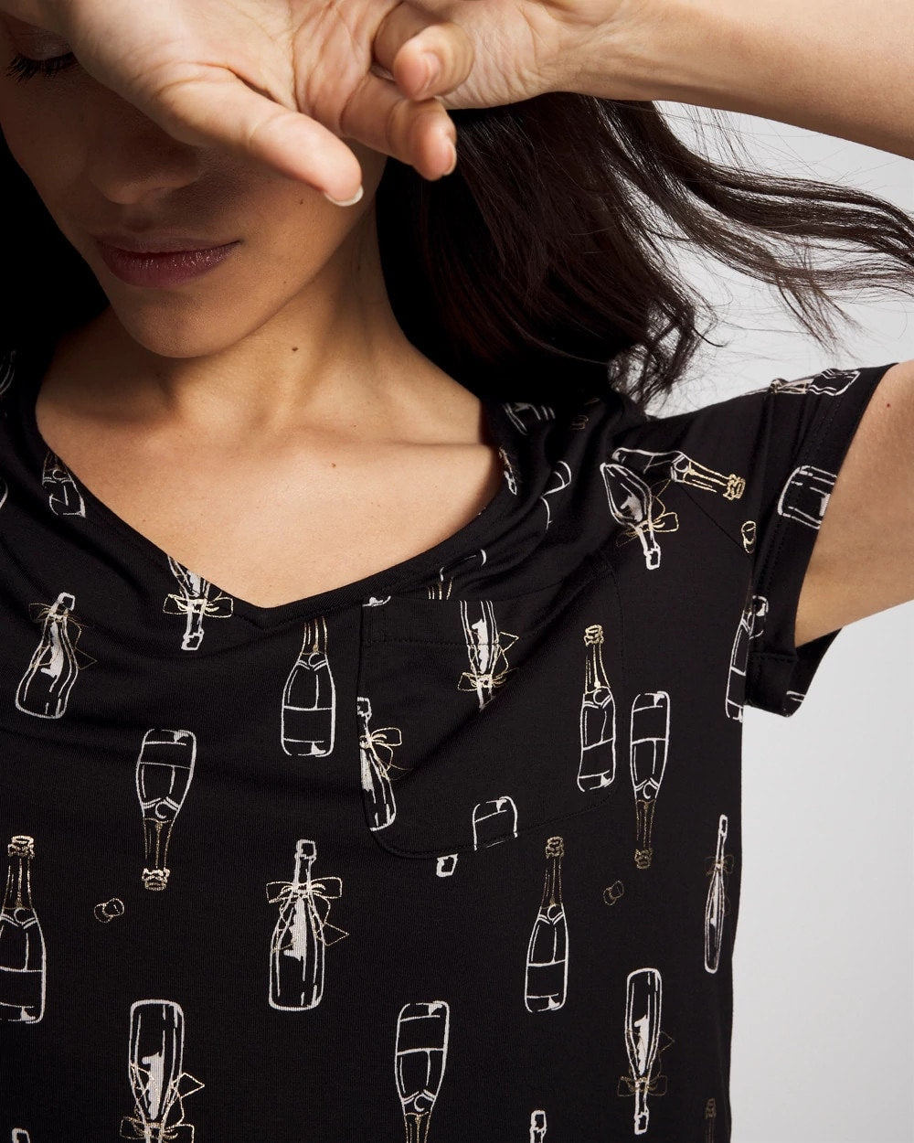 Soma / Short Sleeve Sleepshirt CHAMPAGNE POP BLACK/FOIL