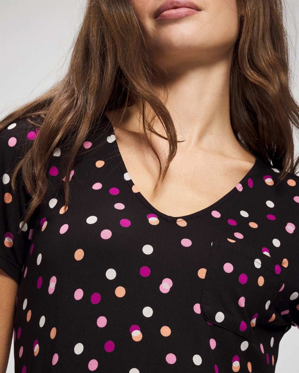 Soma / Short Sleeve Sleepshirt DANCING DOTS BLACK