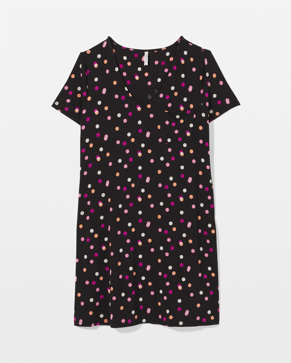 Soma / Short Sleeve Sleepshirt DANCING DOTS BLACK
