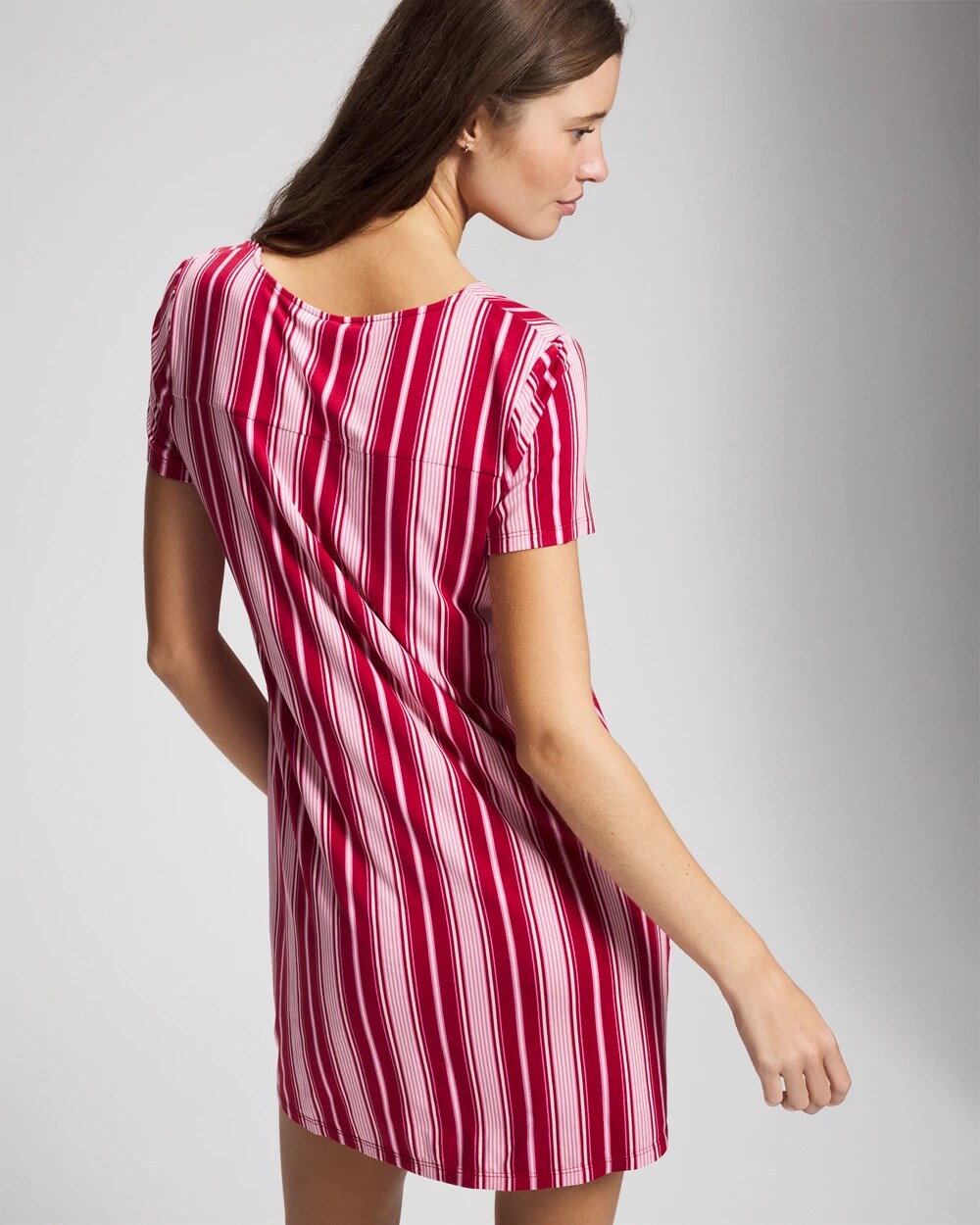 Soma / Short Sleeve Sleepshirt SLEIGHBELL STRIPE RED