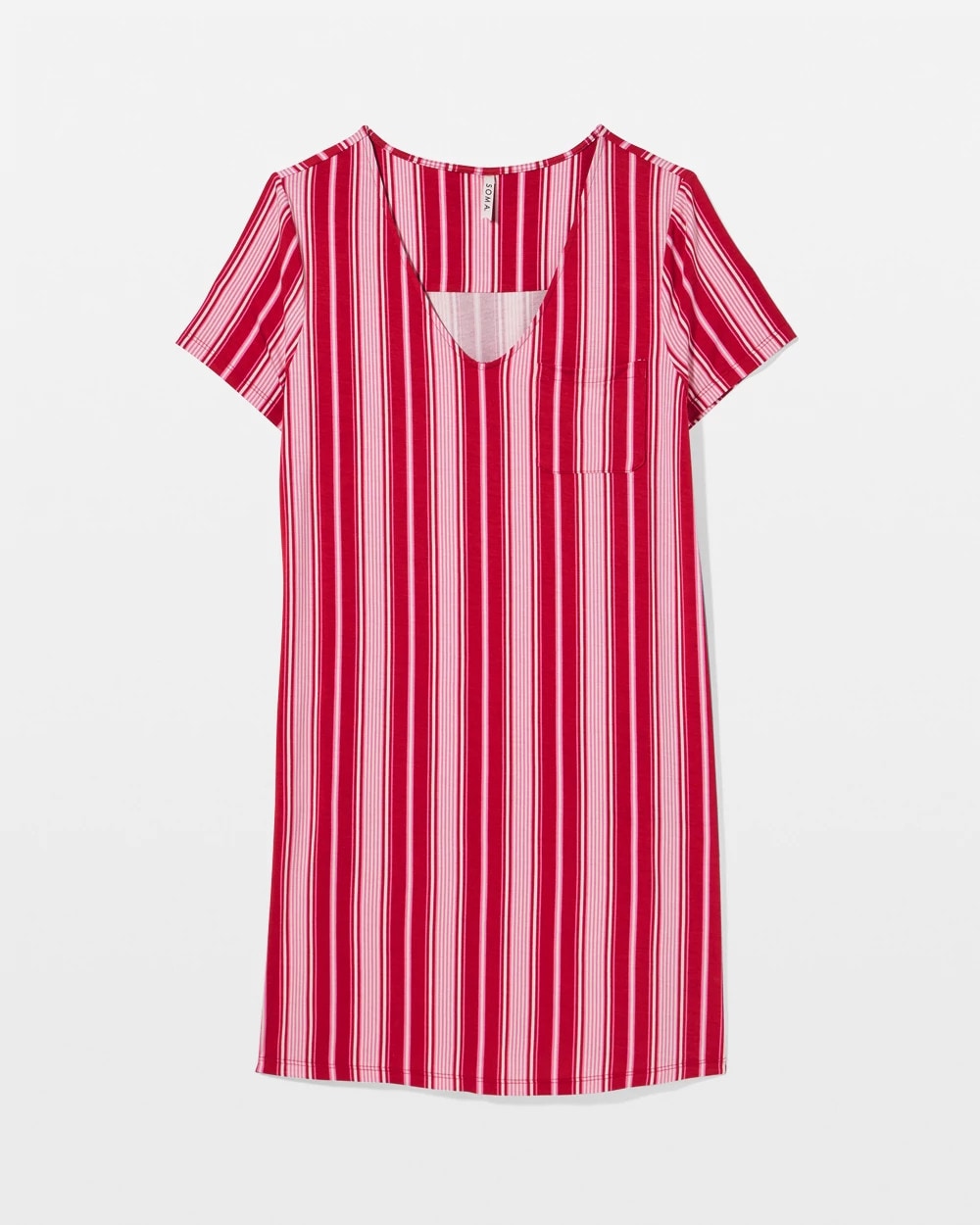 Soma / Short Sleeve Sleepshirt SLEIGHBELL STRIPE RED