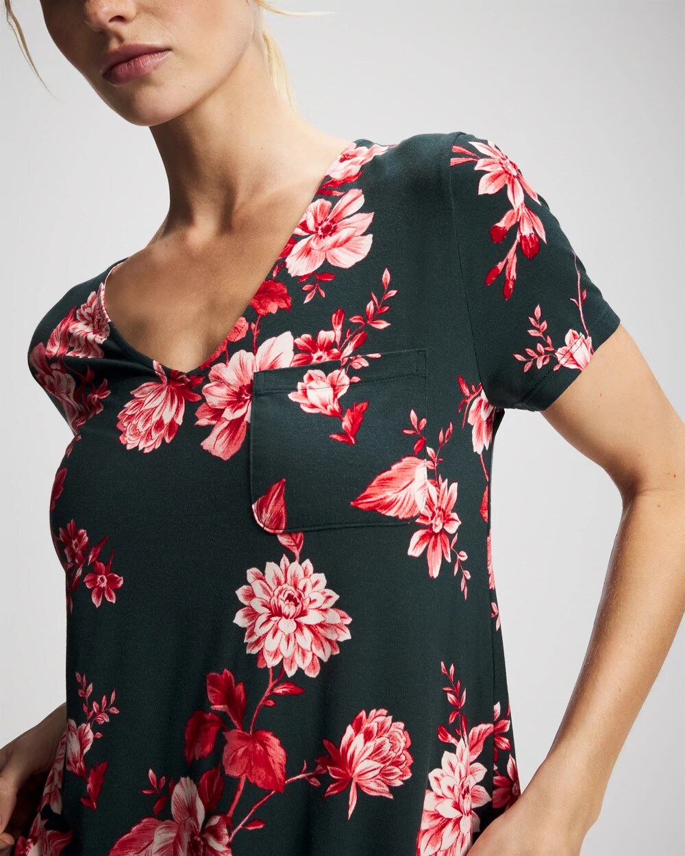 Soma / Short Sleeve Sleepshirt COTTAGE FLORAL GREEN