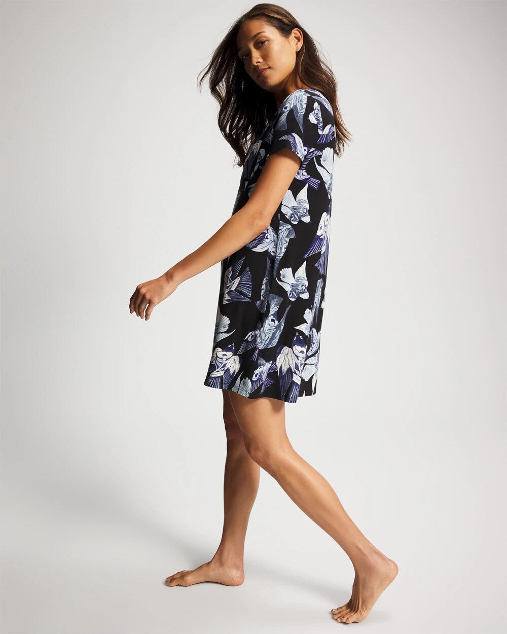 Soma / Short Sleeve Sleepshirt WHIMSICAL WINGS BLK MID