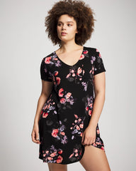 Soma / Short Sleeve Sleepshirt FLORAL DREAMS BLACK