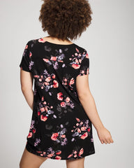 Soma / Short Sleeve Sleepshirt FLORAL DREAMS BLACK