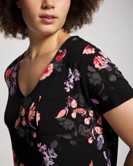 Soma / Short Sleeve Sleepshirt FLORAL DREAMS BLACK
