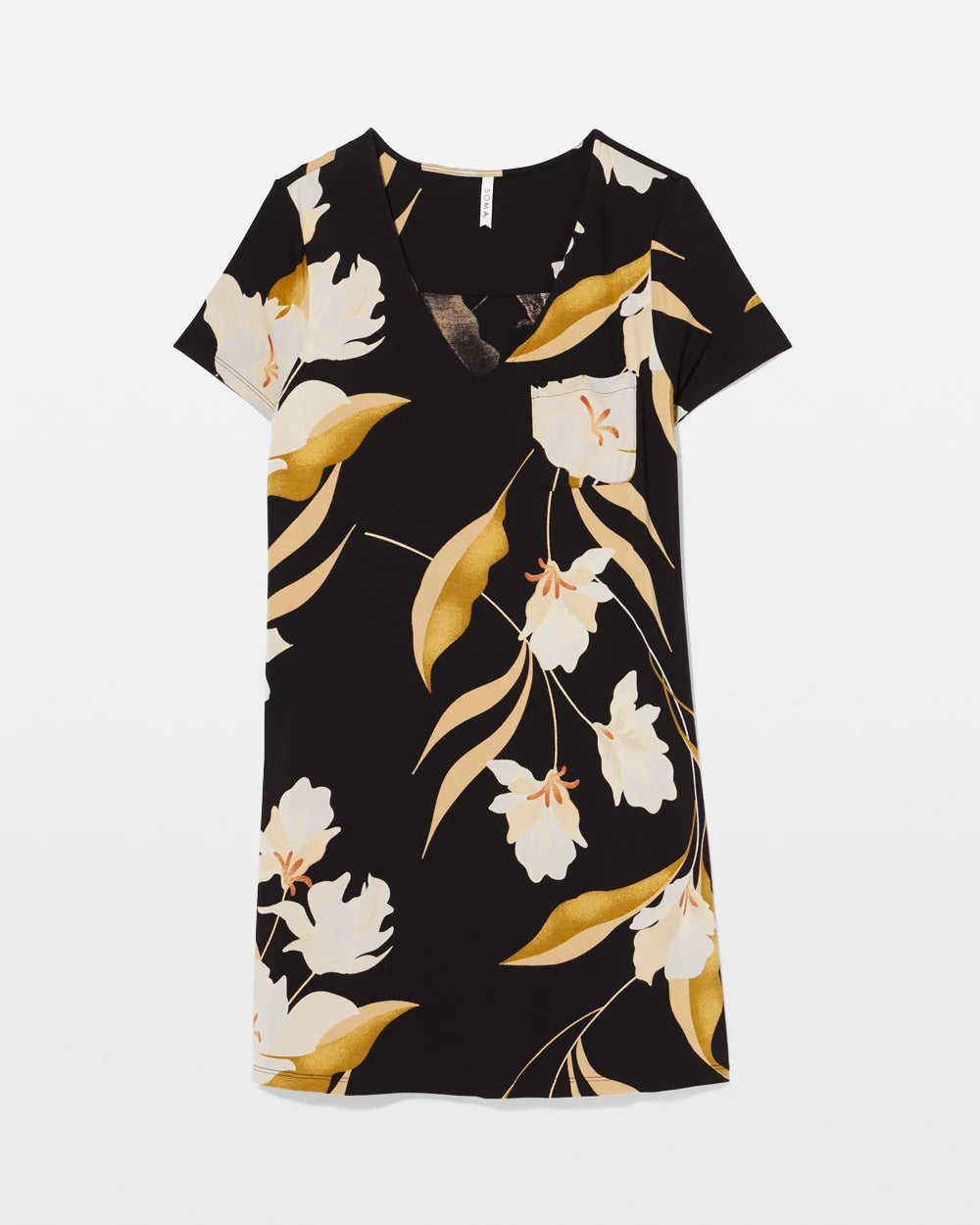 Soma / Short Sleeve Sleepshirt MYSTIC BLOOMS BLACK MID