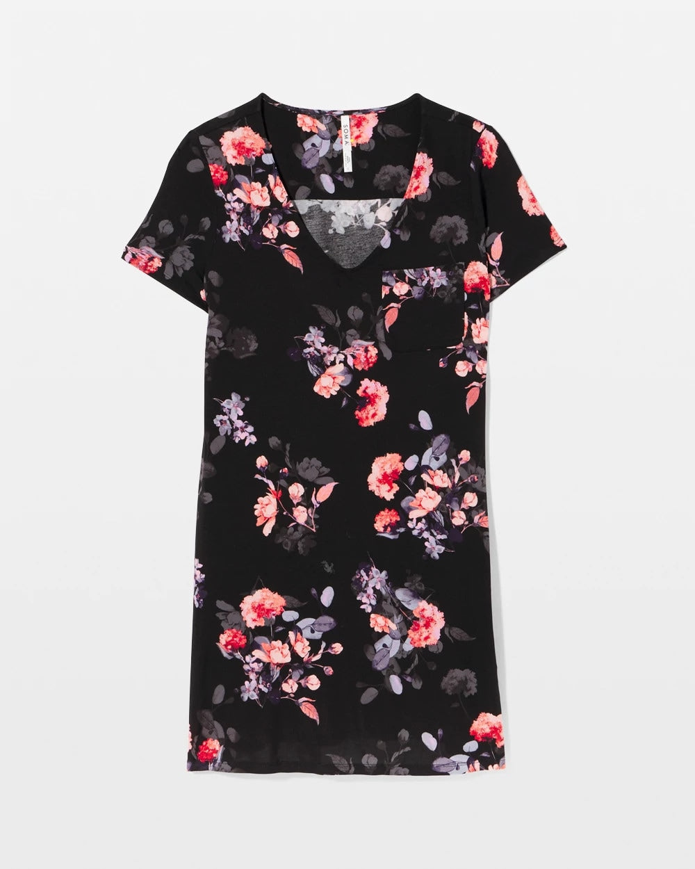 Soma / Short Sleeve Sleepshirt FLORAL DREAMS BLACK