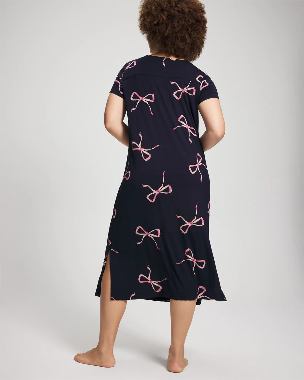 Soma / Short Sleeve Long Sleepshirt BELOVED BOWS GRAND NAVY