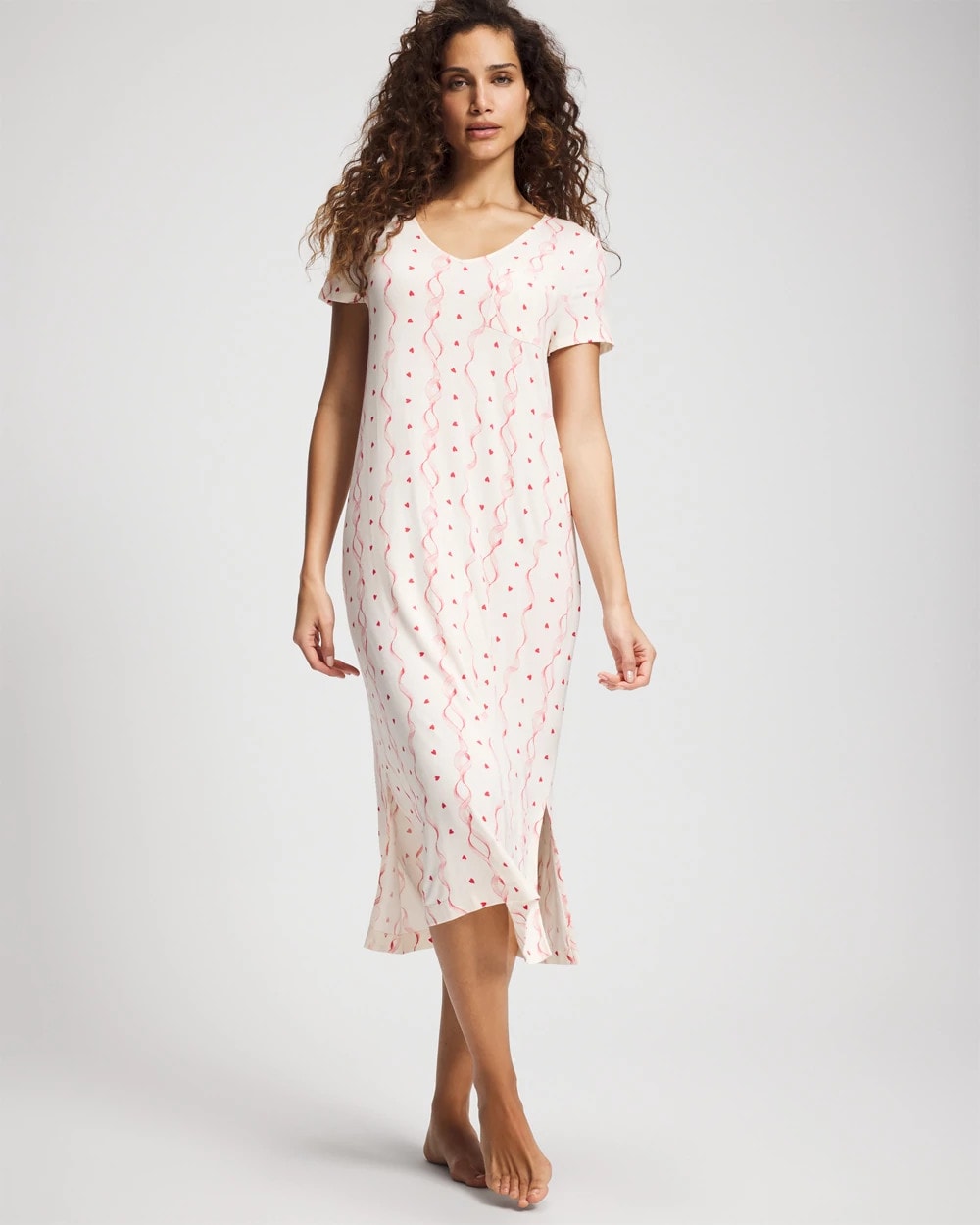 Soma / Short Sleeve Long Sleepshirt COQUETTE VALENTINE CHAMP